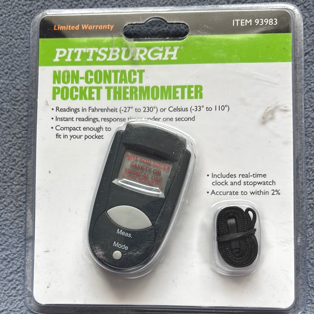 Black Digital Pocket Thermometer Compact Non-Contact